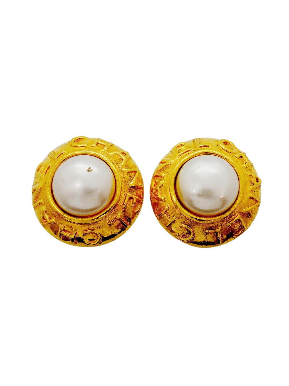 Chanel Earrings Pearl Gold-Tone Metal #351326C61B